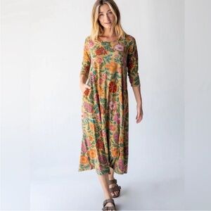 Natural Life Lottie Knit Maxi Dress Floral Boho Size Medium